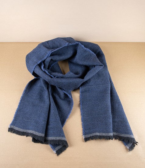 Finnish Merino Wool ‘Viiru’ Scarf, Black & Blue