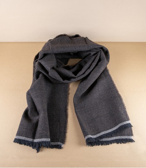 Finnish Merino Wool ‘Viiru’ Scarf, Black & Brown
