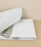 Finnish Linen Table Cloth Natural, Olive Stripe