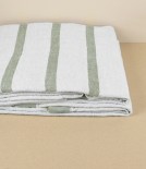 Finnish Linen Table Cloth Natural, Olive Stripe