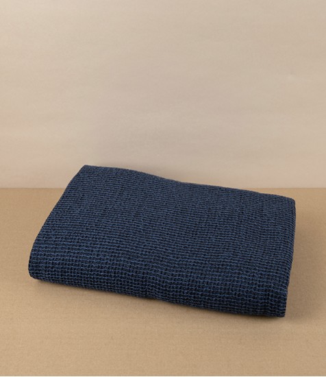 Finnish Linen & Tencel Bath Towel, Blueberry & Black