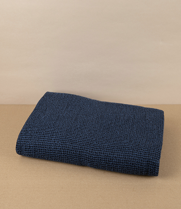 Finnish Linen & Tencel Bath Towel, Blueberry & Black