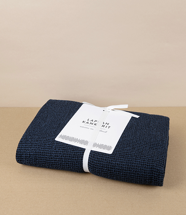 Finnish Linen & Tencel Bath Towel, Blueberry & Black