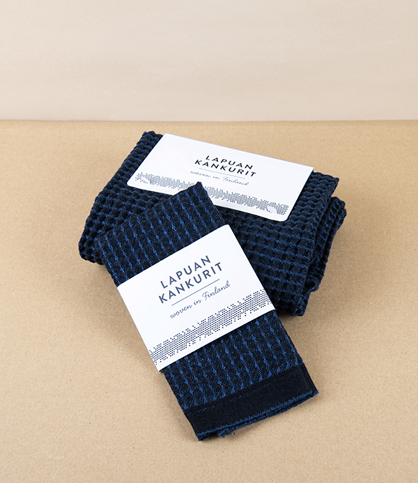 Finnish Linen & Tencel Kitchen Towel, Blueberry & Black