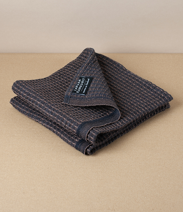 Finnish Linen & Tencel Kitchen Towel, Black & Brown