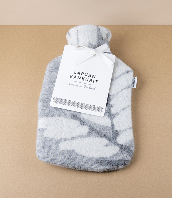 Finnish Wool ‘Verso’ Hot Water Bottle, Grey & White