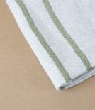 Washed Linen Hand Towel, Linen with Olive Stripe