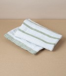Washed Linen Hand Towel, Linen with Olive Stripe