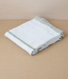 Washed Linen Hand Towel, Linen with Olive Stripe
