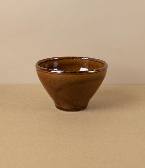 Japanese Ceramic Small Bowl or Drinking Cup, Chestnut