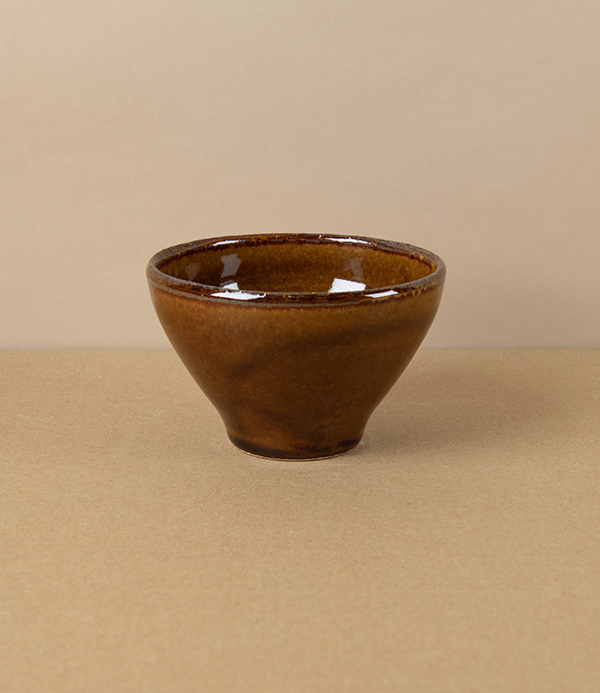 Japanese Ceramic Small Bowl or Drinking Cup, Chestnut