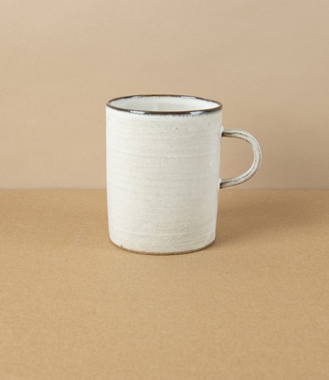 Japanese Earthenware Mug, White with Contrast Rim