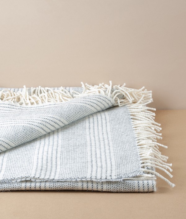 Irish Alpaca / Wool Throw, Natural Stripe