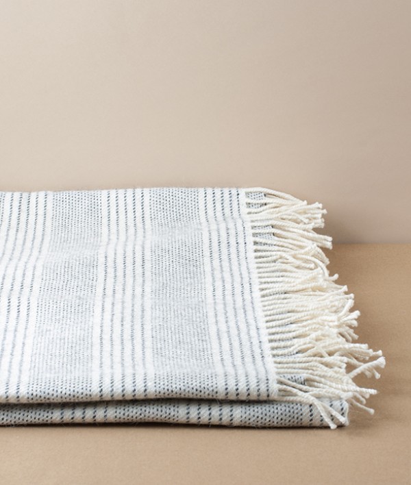 Irish Alpaca / Wool Throw, Natural Stripe