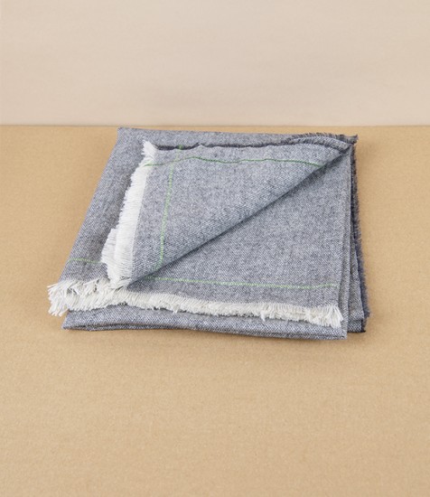 McNutt of Donegal Lightweight Cashmere Square Scarf, Steel & Kiwi