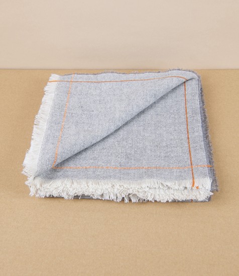 McNutt of Donegal Lightweight Cashmere Square Scarf, Silver & Orange