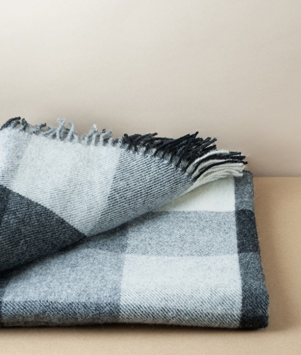 McNutt of Donegal Woollen Throw, Monochrome Check