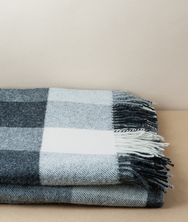 McNutt of Donegal Woollen Throw, Monochrome Check