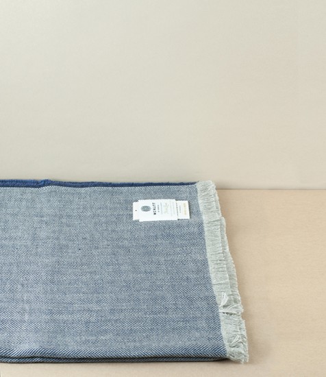 McNutt of Donegal Linen Herringbone Throw, Denim