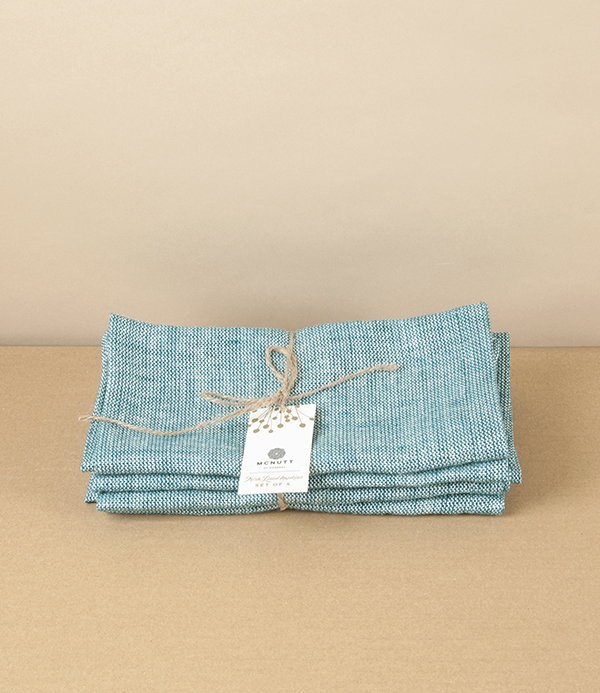 McNutt of Donegal Linen Napkins, Teal, Set of 4