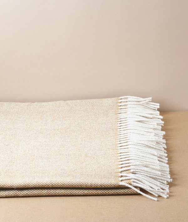 McNutt of Donegal Woollen Herringbone Throw, Mead