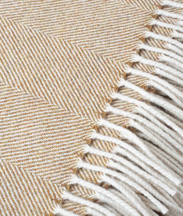 McNutt of Donegal Woollen Herringbone Throw, Mead