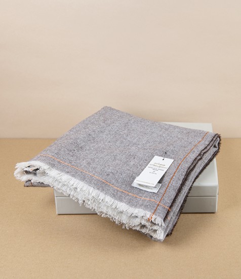 McNutt of Donegal Lightweight Cashmere Shawl, Toffee & Orange