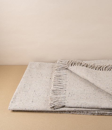 McNutt of Donegal ‘Innishkeel’ Lambswool Tweed Throw, Oatmeal