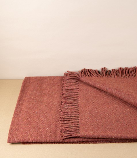McNutt of Donegal ‘Inishdooey' Lambswool Tweed Throw, Rust