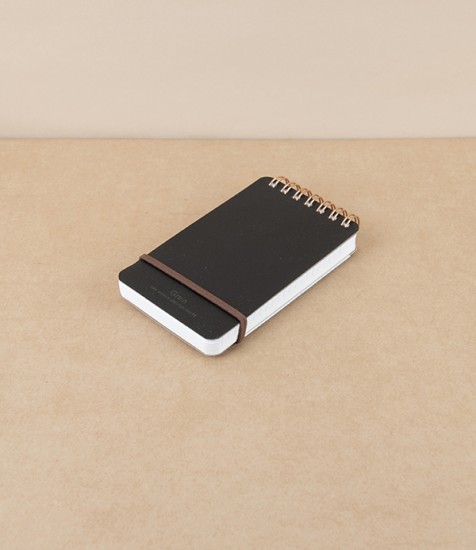 Midori Recycled Leather Ring Bound Pocket Notepad, Black
