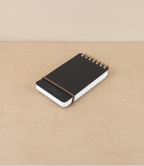 Midori Recycled Leather Ring Bound Pocket Notepad, Black