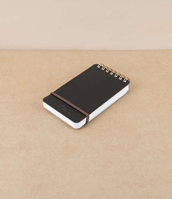 Midori Recycled Leather Ring Bound Pocket Notepad, Black