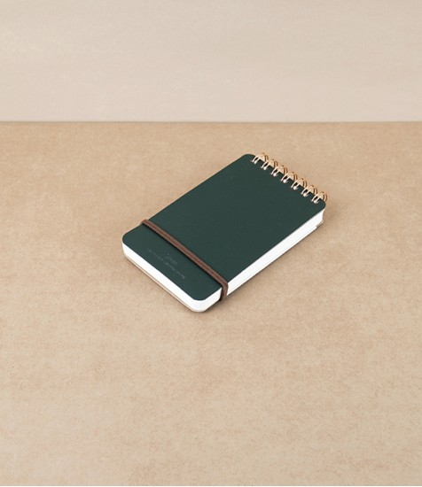 Midori Recycled Leather Ring Bound Pocket Notepad, Green