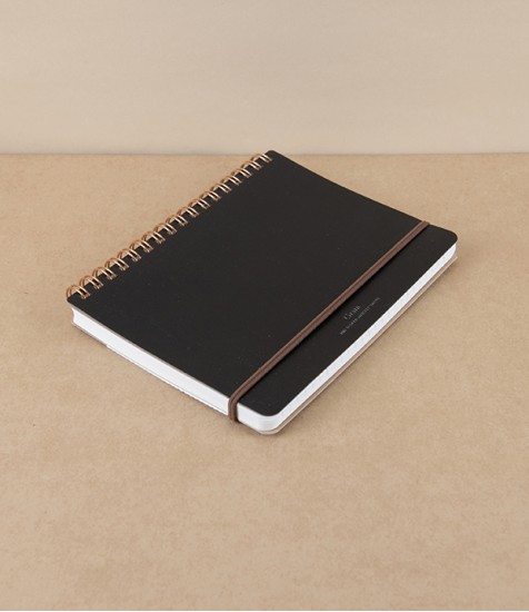 Midori Recycled Leather Ring Bound B6 Notebook, Black