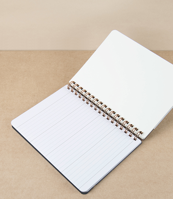 Midori Recycled Leather Ring Bound B6 Notebook, Black