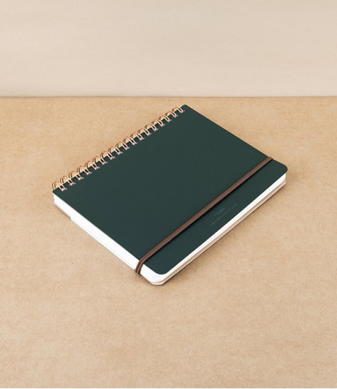 Midori Recycled Leather Ring Bound B6 Notebook, Green