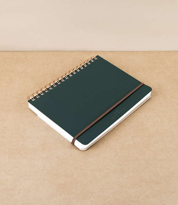 Midori Recycled Leather Ring Bound B6 Notebook, Green