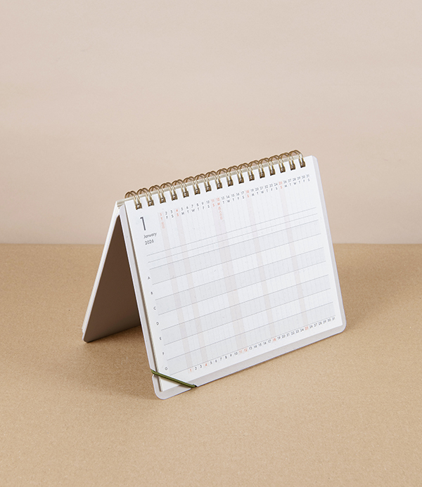 Midori Ring Bound Desk Calendar, 2026