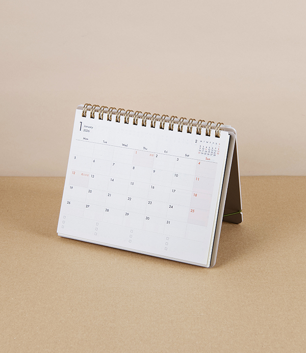 Midori Ring Bound Desk Calendar, 2026