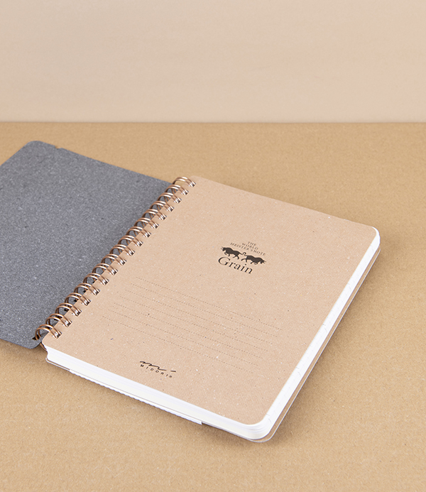 Midori Recycled Leather Ring Bound B6 Notebook, Tan