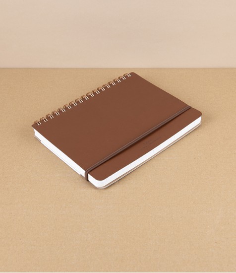 Midori Recycled Leather Ring Bound B6 Notebook, Tan