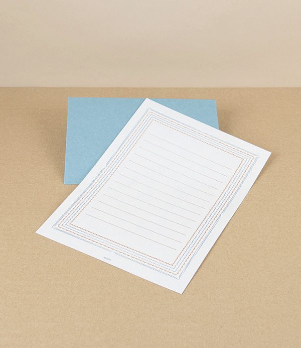 Japanese Letterpress Printed Writing Set, Pale Blue