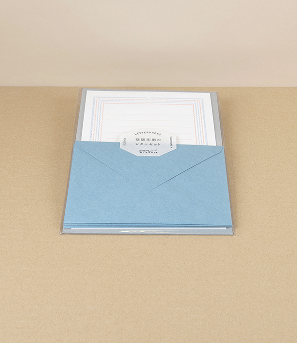 Japanese Letterpress Printed Writing Set, Pale Blue