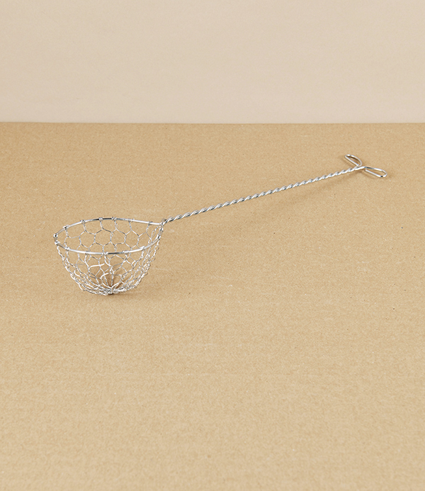 Pea Scoop or Fondue Skimmer, Stainless Steel Wire