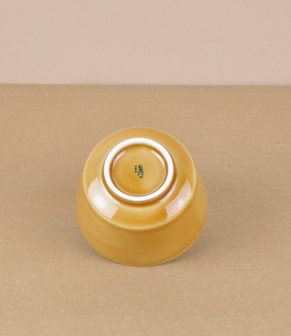 Mizu-mizu Japanese porcelain tea bowl, Ochre