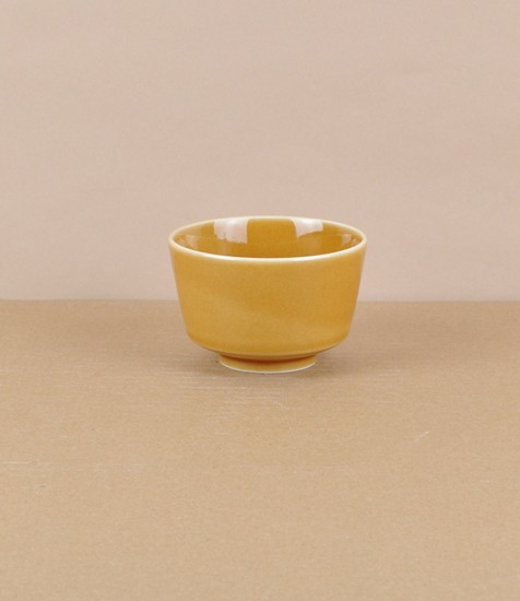Mizu-mizu Japanese porcelain tea bowl, Ochre