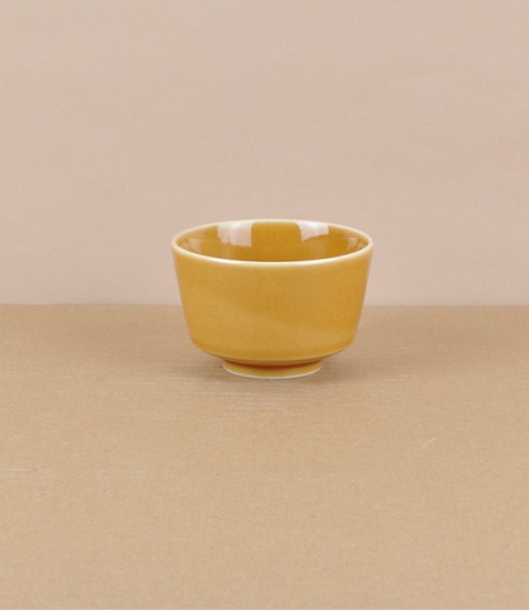 Mizu-mizu Japanese porcelain tea bowl, Ochre