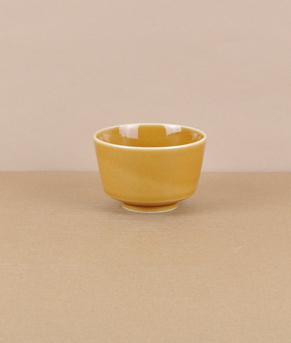 Mizu-mizu Japanese porcelain tea bowl, Ochre