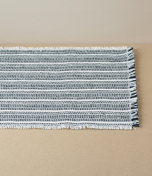 Mourne Stream Table Runner, Black & White