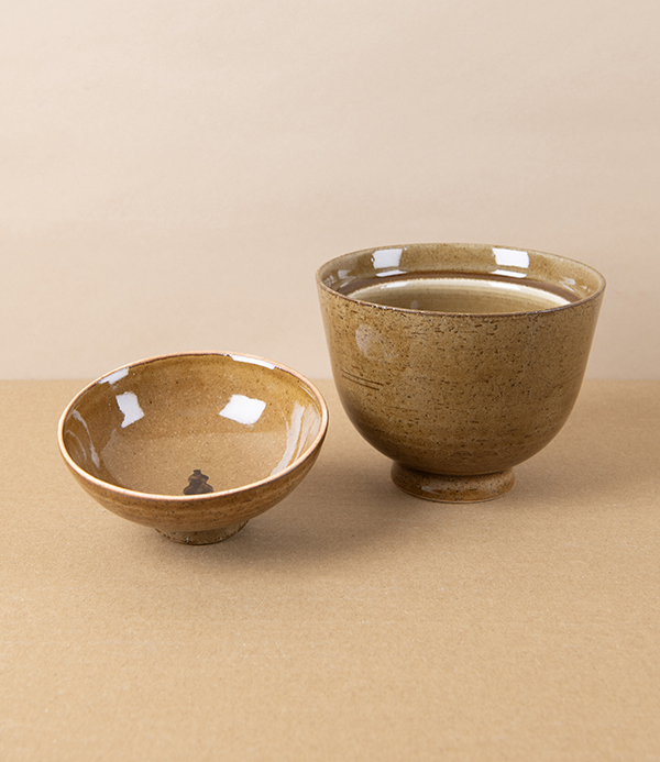 Mubyo Small Earthenware Miso Bowl with Lid, Ochre
